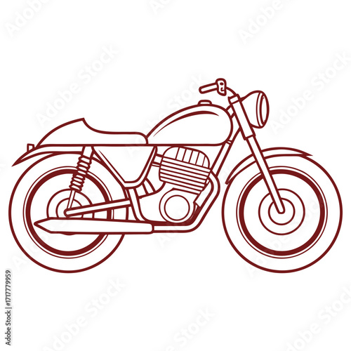 Retro Motorcycle Outline Illustration An Artistic Rendition of Vintage Transportation and Classic Design