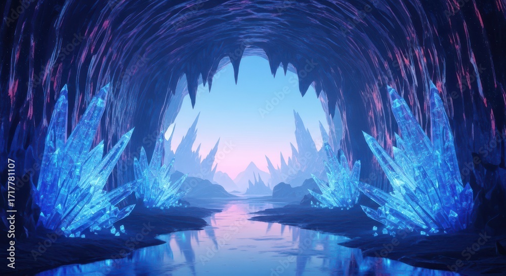 Fototapeta premium Enchanting Crystal Cave With Ethereal Glow