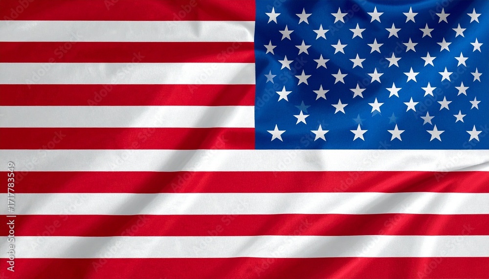 Naklejka premium United States flag with thirteen red and white stripes and fifty white stars on a blue canton—ideal for civic branding, patriotic merchandise, or institutional visuals.