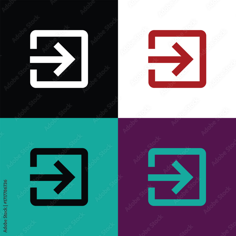 Fototapeta premium Minimalist Arrow Icon Set in Multiple Colors