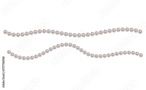 Pearl necklace White pearl beads necklaces background, pearl string border, Vector illustration