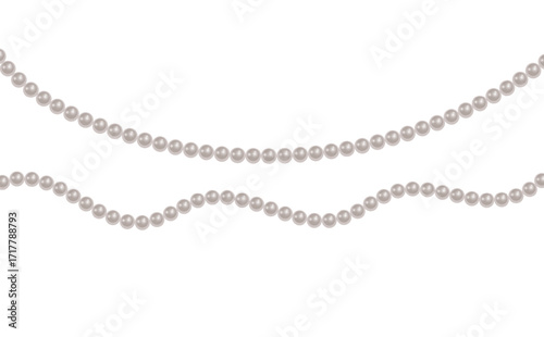 Pearl necklace White pearl beads necklaces background, pearl string border, Vector illustration