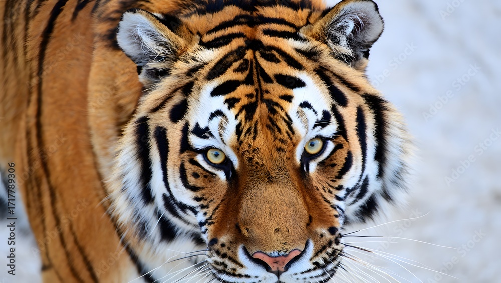 Fototapeta premium Close-Up Portrait of a Siberian Tiger – High-Definition Editorial Wildlife Photography