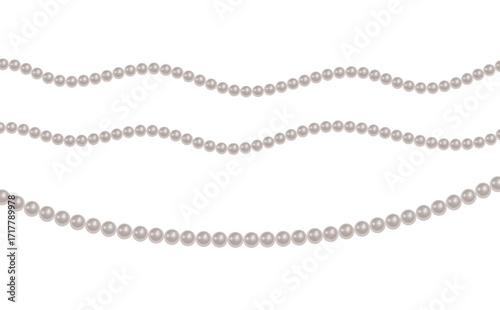 Pearl necklace White pearl beads necklaces background, pearl string border, Vector illustration