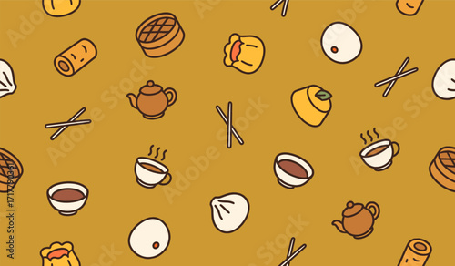 Cute dim sum pattern background design