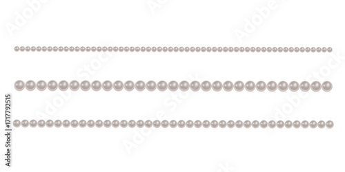 Pearl necklace White pearl beads necklaces background, pearl string border, Vector illustration