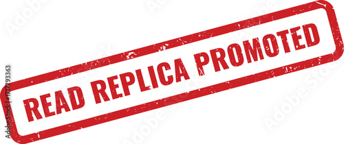 Red Read Replica Promoted Grunge Rubber Stamp on White Background Indicating Replica Elevated