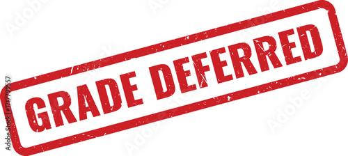 Red Grade Defer Grunge Rubber Stamp on White Background Indicating Evaluation Postponed