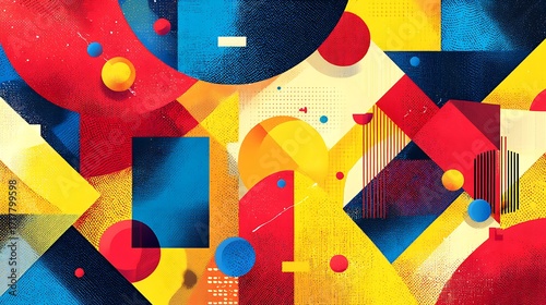 Wallpaper Mural abstract background with colorful elongated shapes (yellow, pink and light blue) Torontodigital.ca