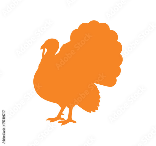 Illustration of a blue turkey bird icon, isolated on a white background,