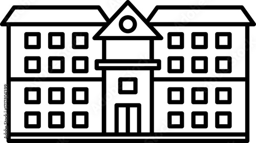 School Building Icon for Education Institution and Learning Design. Line art school building icon for education institution academic learning online study training platform app ui web design.