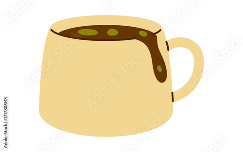 Vector mug of Dubai hot chocolate with pistachio isolated on white. Cozy drink illustration for dessert menu, cafe branding, bakery packaging, and premium food design.