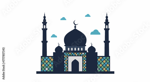 Muslim Mosque with Ornate Windows