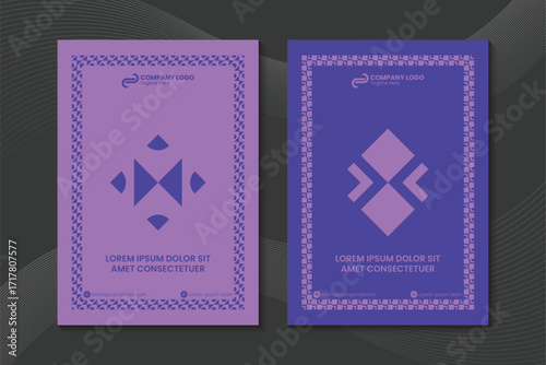 Abstract brochures with geometric designs and text. Perfect for promoting events, showcasing products, or presenting educational content stylishly.
