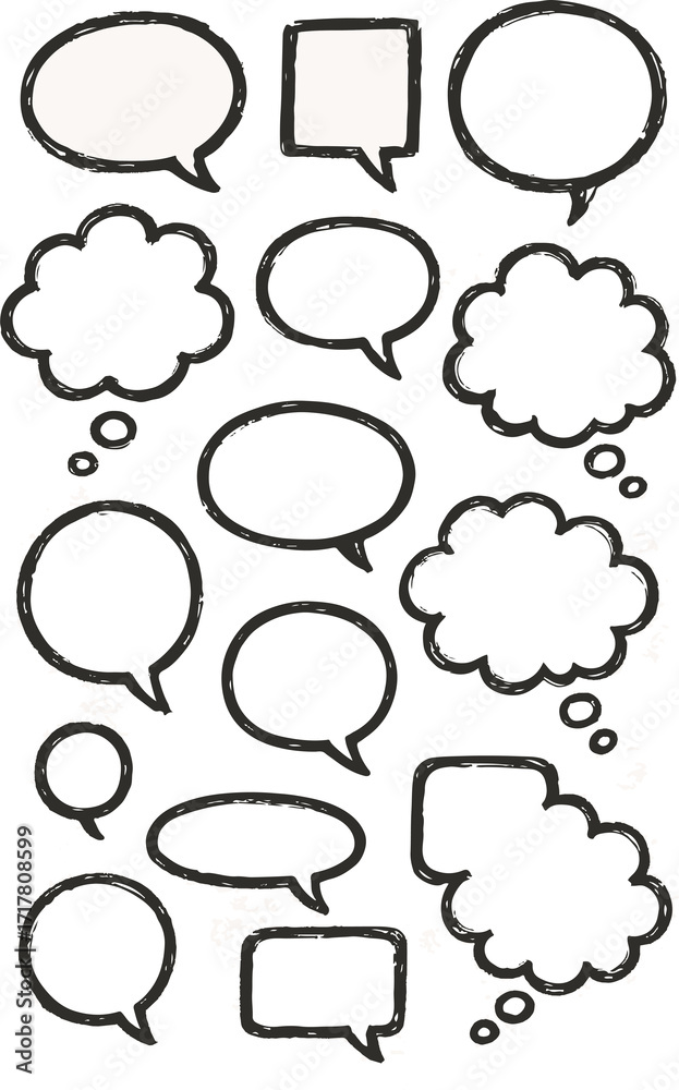 Obraz premium Dynamic conversation bubbles to express creative ideas and thoughts, perfect for branding, social media, and adding a unique touch to marketing materials