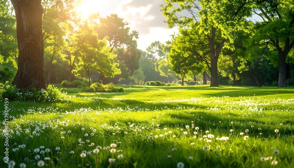 Fototapeta premium Lush park at sunrise