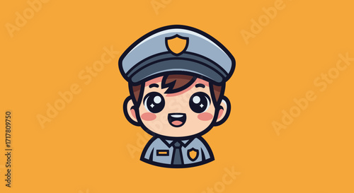 Cute Police Officer Cartoon Character Illustration.