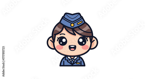 Cute cartoon flight attendant character illustration.