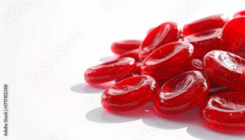 Macro Digital Render of Red Blood Cells on White Background