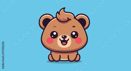Cute Baby Bear Cartoon Character Adorable Illustration.