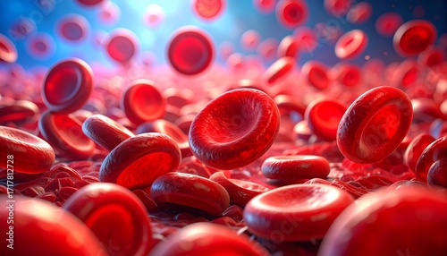 Minimal Composition of Red Blood Cell on Gradient Blue-Red Background