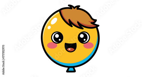 Cute Balloon Character with Hair and a Cheerful Expression.