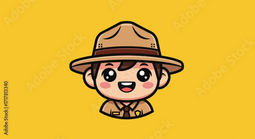 Cute cartoon boy scout character illustration.