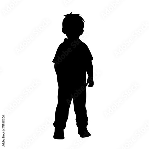 children standing silhouette vector