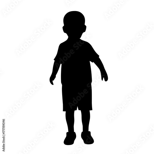 children standing silhouette vector