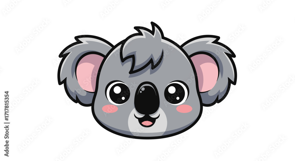 Fototapeta premium Cute Adorable Koala Bear Head Cartoon Illustration.