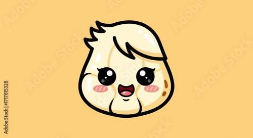 Cute Cartoon Dumpling Character Illustration.