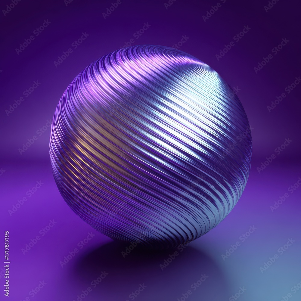 Fototapeta premium Metallic Sphere with Spiraling Lines