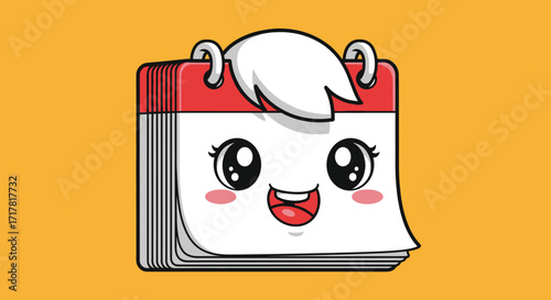 Cute cartoon calendar character with a happy face and red top for planning and scheduling.