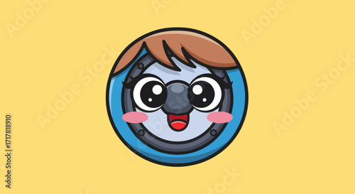 Cute Cartoon Character Avatar with Glasses and Rosy Cheeks.