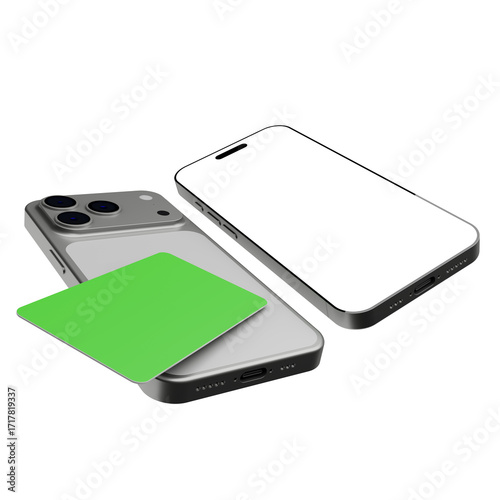 Smartphone Mockup with Credit Card for NFC verification and Blank Screen