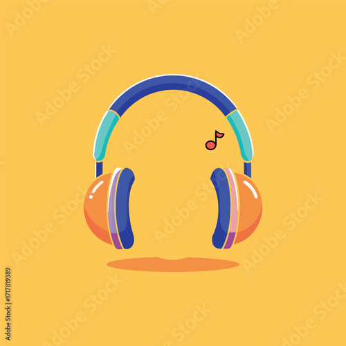 Hand drawn cute cartoon illustration of wireless headphones Fl
