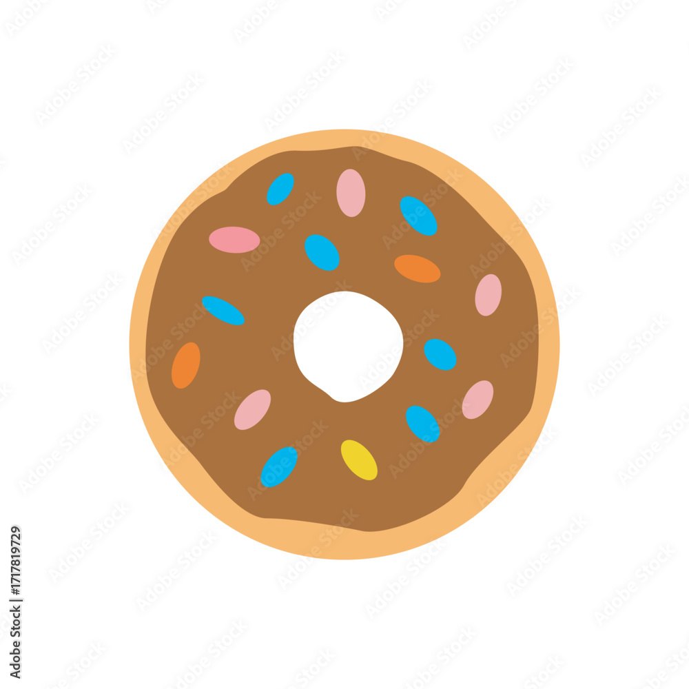 Fototapeta premium Chocolate sprinkle donut illustration. Donut with sprinkles, great for bakery, cafe, and lifestyle designs.
