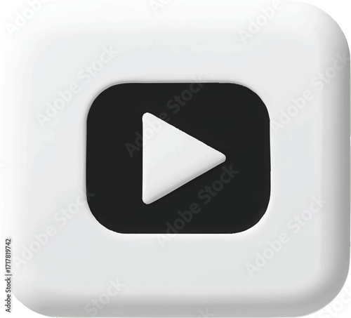 3D Rendered Play Button Icon on a White Rounded Square Background video media