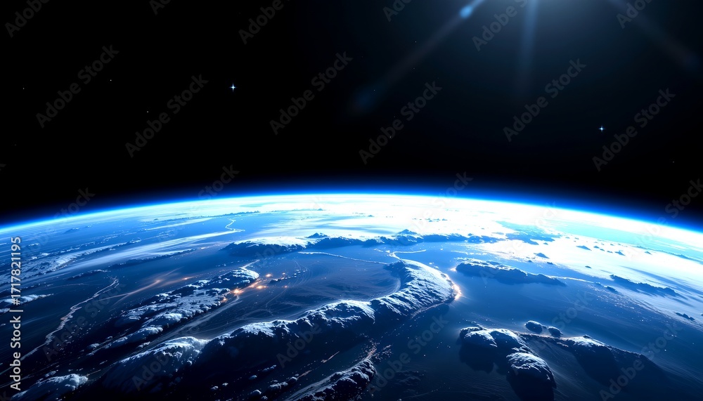 Fototapeta premium Highresolution Earth From Orbit with Glowing Atmosphere