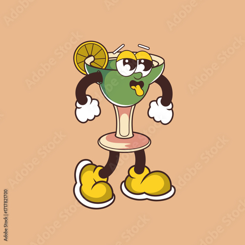 Retro character design of tired cocktails