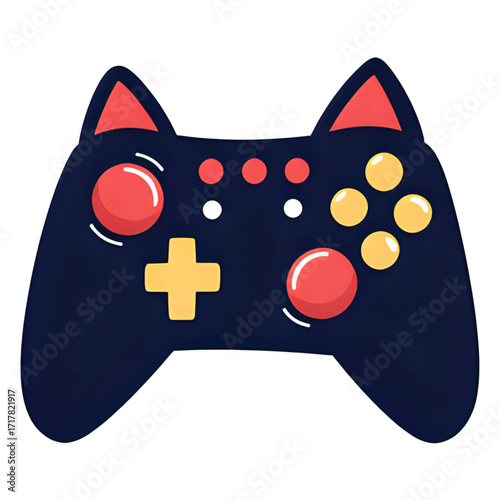 Gaming Console Controller with Cat Ears and Glowing Buttons | Cute Cat Ear Gamepad with Illuminated Buttons | Kawaii Gaming Controller with Glowing Controls | Stylish Console Controller with Cat Ear