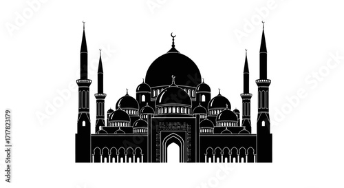 Majestic Mosque Silhouette Islamic Landmark Architectural Design