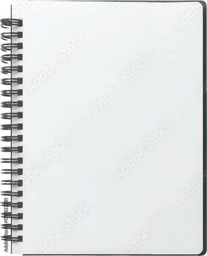 Open Spiral Bound Notebook with Blank White Pages on White Background notepad journal