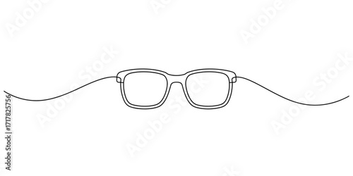 Stylish modern eyeglasses frame with thin temples simple line drawing vector