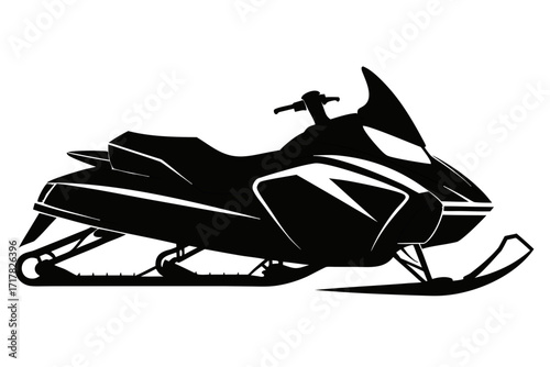 Snowmobile black vector silhouette on white background