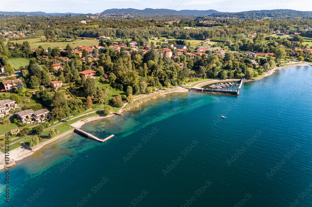 Φωτογραφία Aerial View of Ispra Lakeside on Lake Maggiore, province of Varese, Lombardy, It