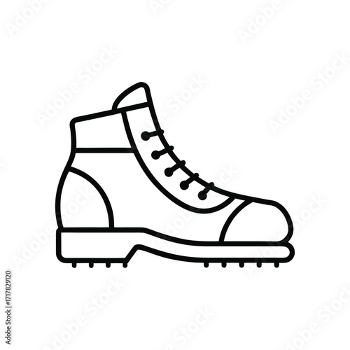 Vector art of line art illustration of a hiking boot