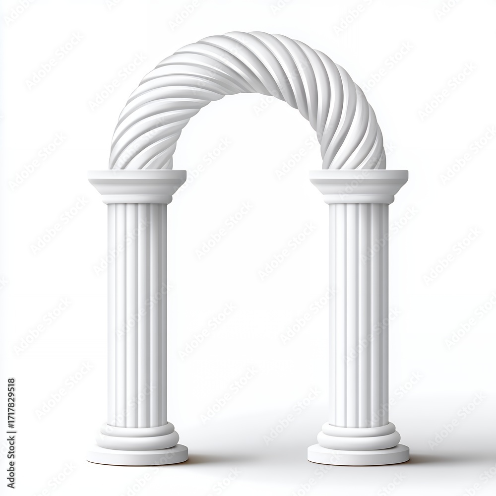 Obraz premium White Twisted Archway with Classical Columns
