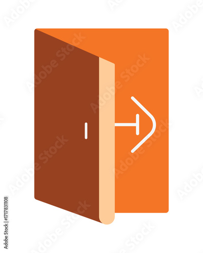 Exit or logout icon with an open door and arrow. Modern flat illustration for user interface, website button, or departure concepts.