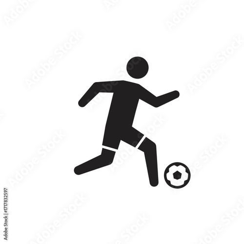 Soccer player icon running with a ball.